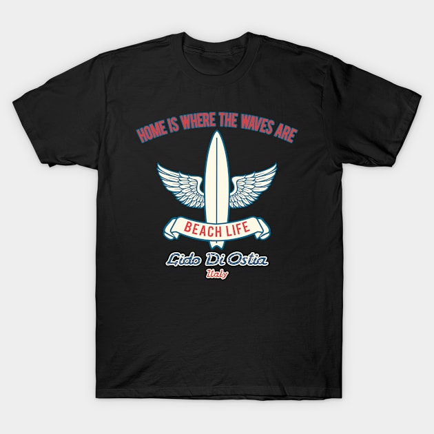 Lido Di Ostia surf slogan T-Shirt by LiquidLine